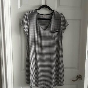 Soma Black and White Striped Sleep Shirt